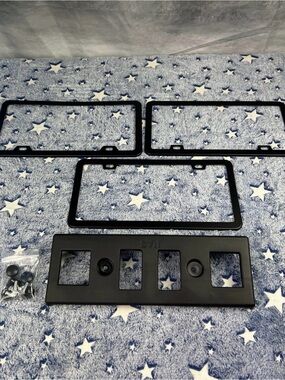Universal Black Triple License Plate Frame Mount with Hardware